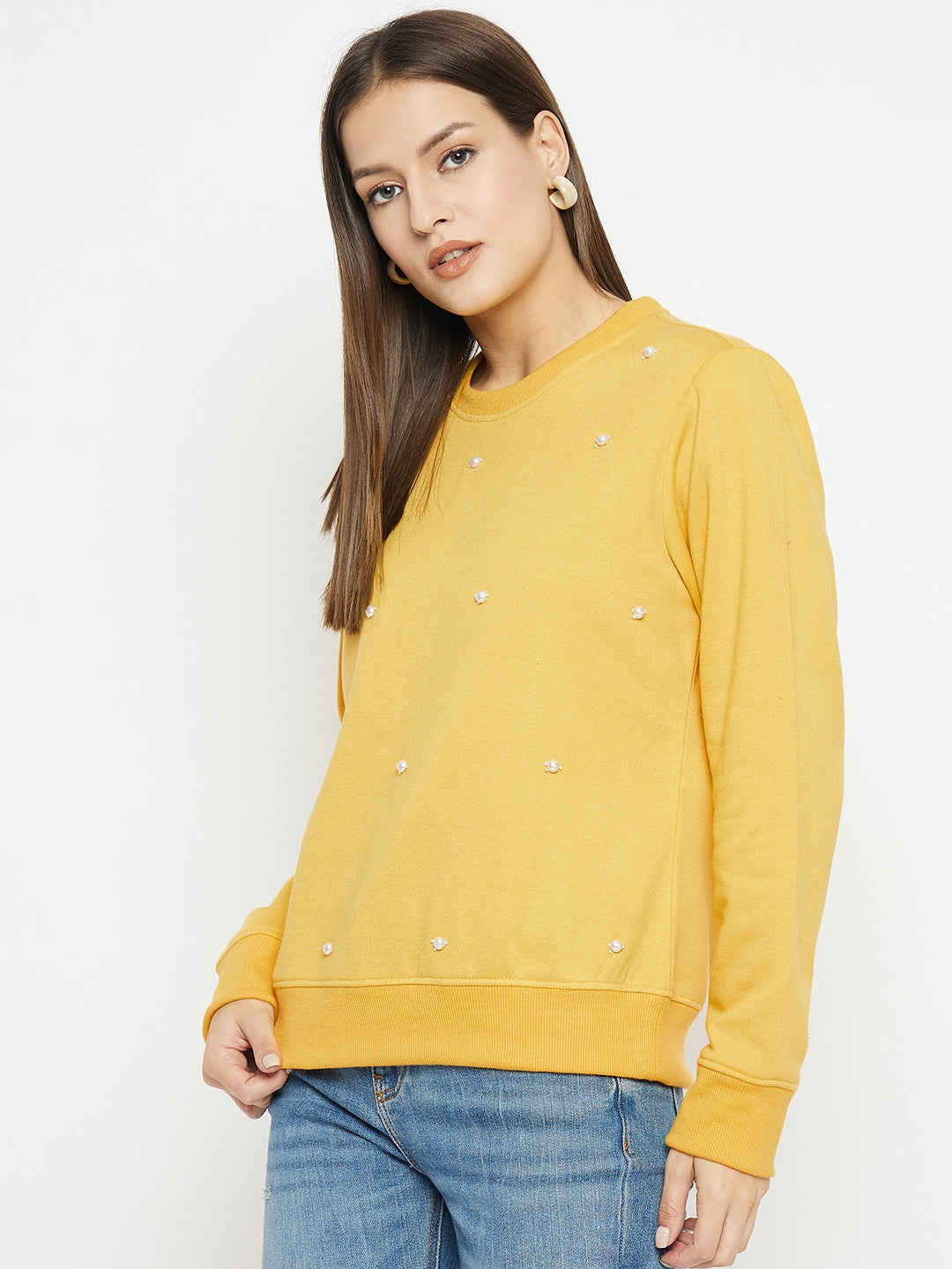 Women's Printed Yellow Sweatshirt