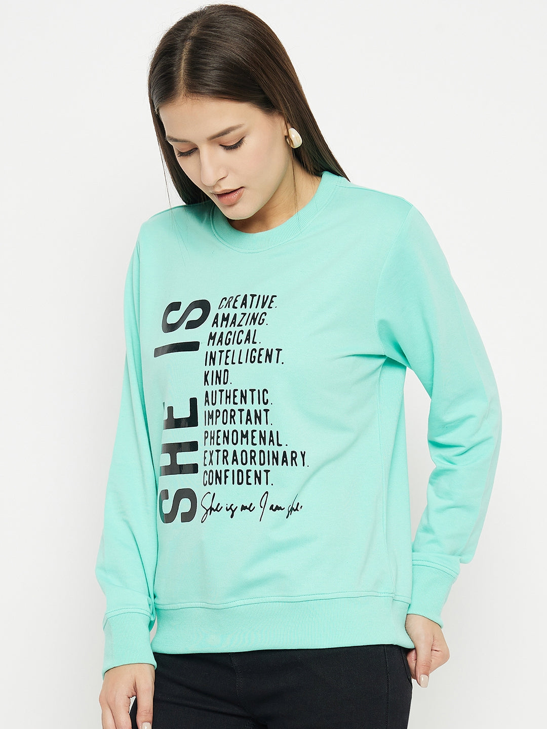 Women's Printed Mint Sweatshirt