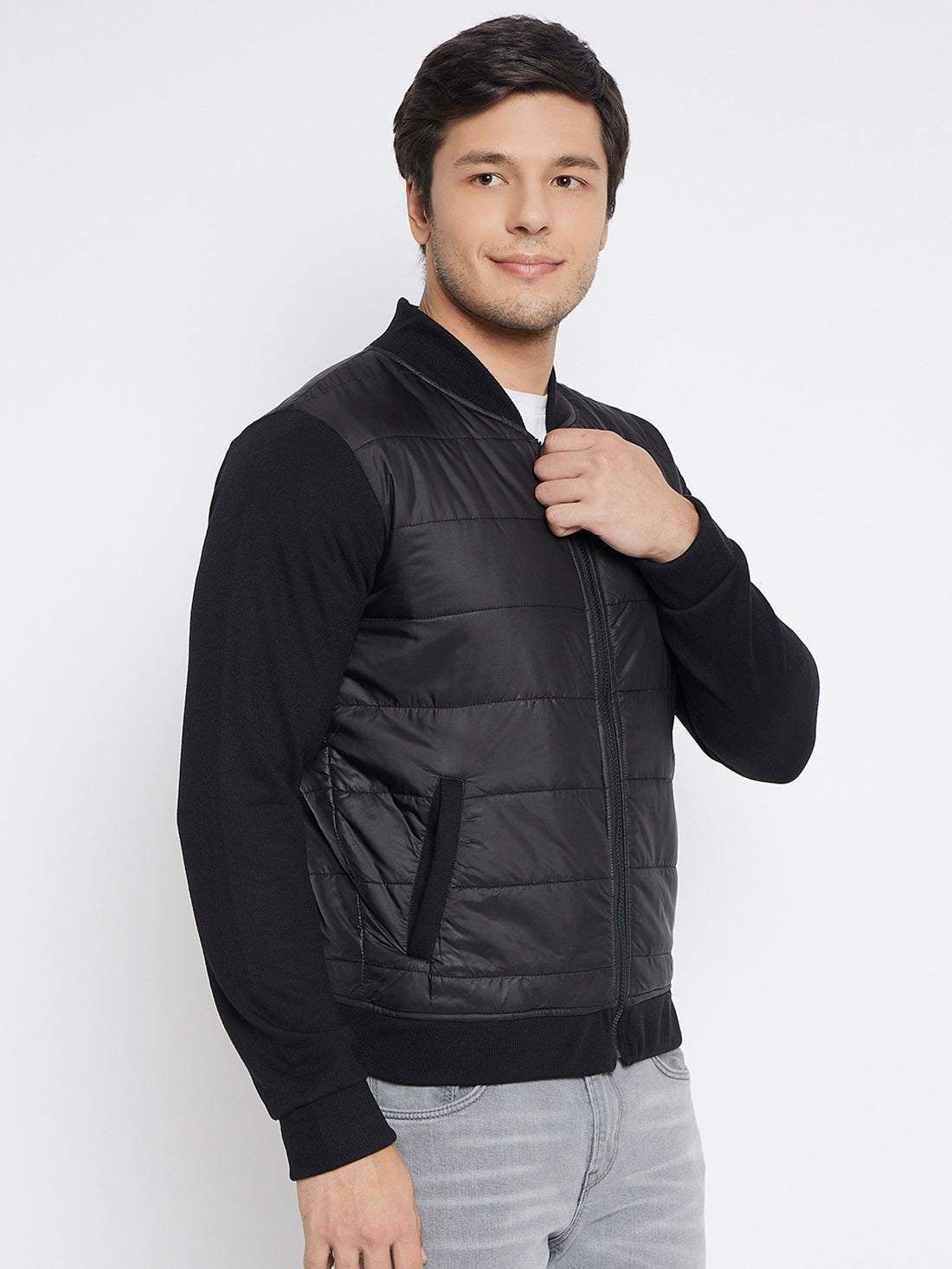 Men's Puffer Jacket Knitted Sleeve
