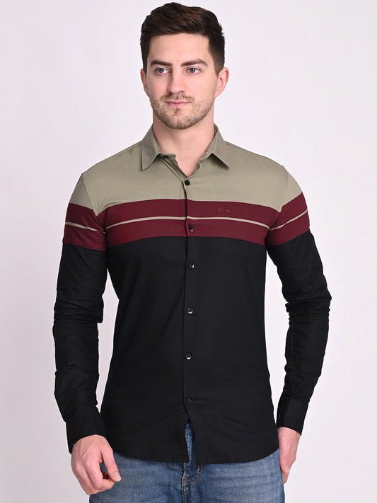 Wholesale Multicoloured Relaxed Horizontal Stripes Striped Casual Shirt