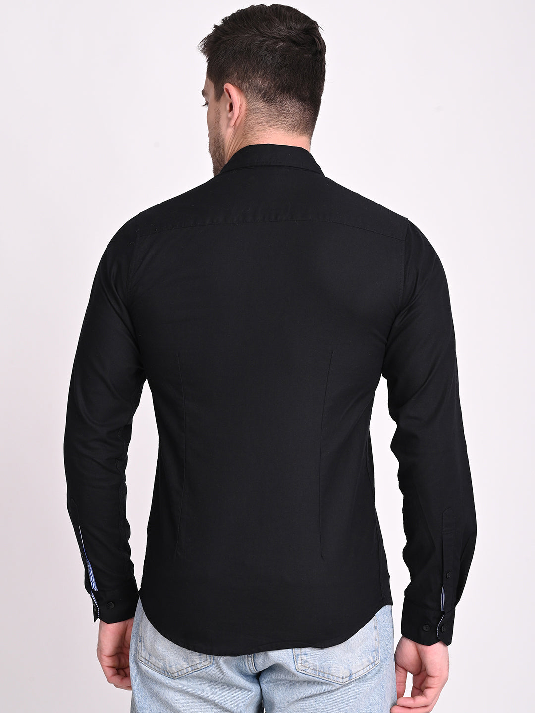 STS-003 Men Black Relaxed Casual Shirt