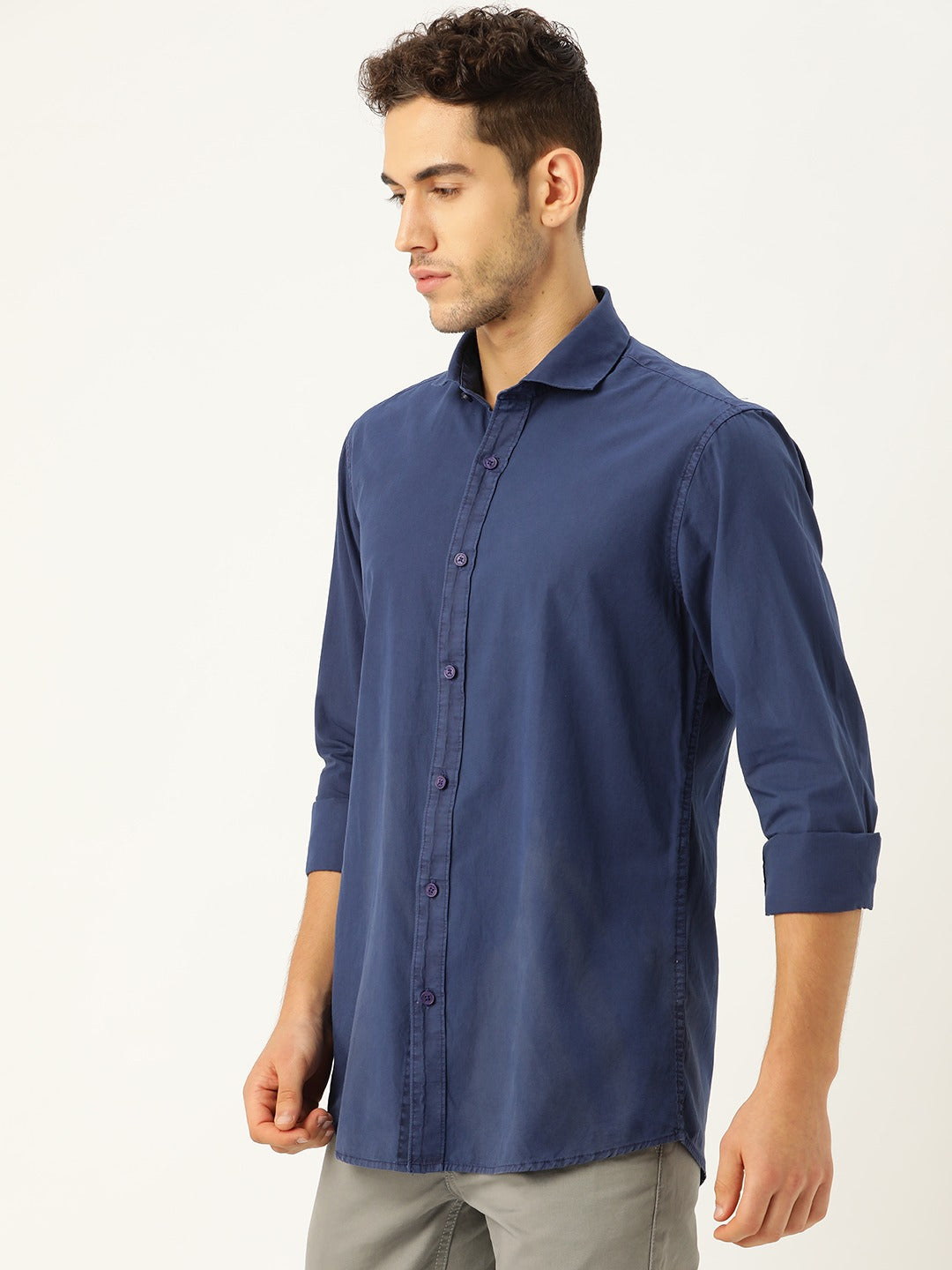 Slim Fit Solid Casual Shirt