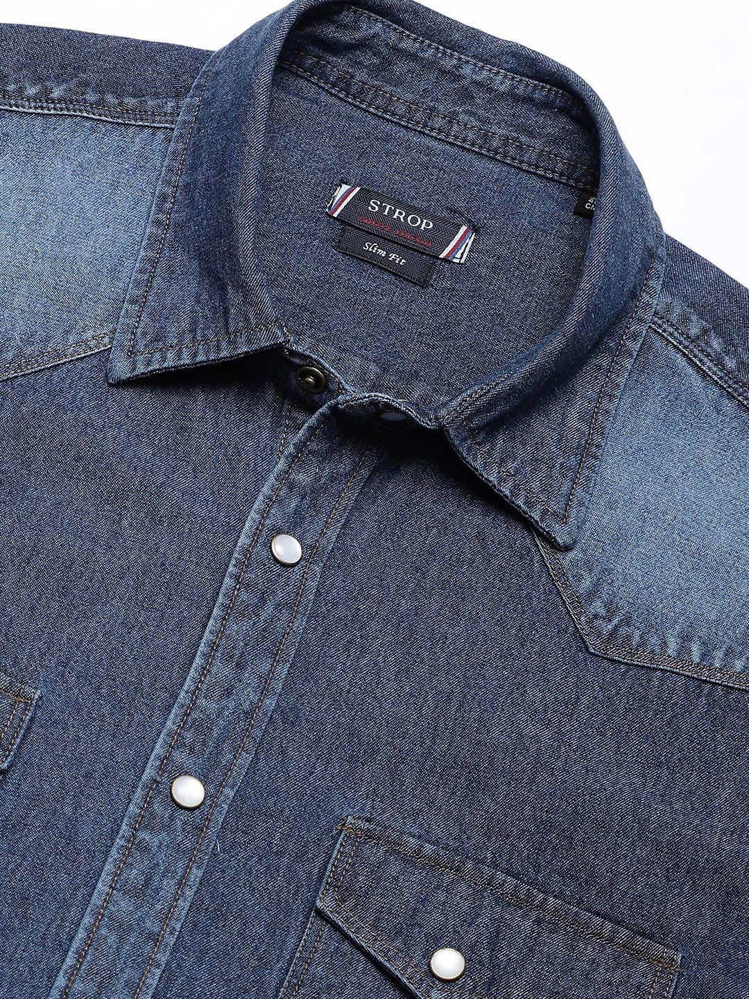 Men's Shirt Button Up Shirt Casual Shirt Jeans Shirt Denim Shirt Denim Blue  Light Grey Dark